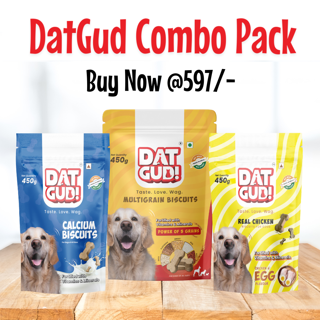 DatGud Biscuits for All Breeds, Calcium Biscuits + Multigrain + Chicken & Egg Flavour, Combo Pack (1.35kg)