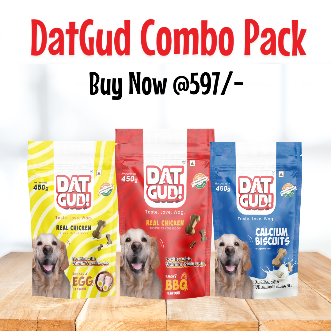 DatGud Biscuits for All Breeds, Chicken & Egg Flavour + Smoky Barbeque Chicken + Calcium + , Combo Pack (1.35kg)