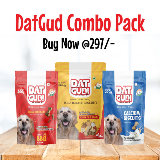 DatGud Biscuits for All Breeds, Smoky Barbeque Chicken + Calcium + Multigrain, Combo Pack (600g)