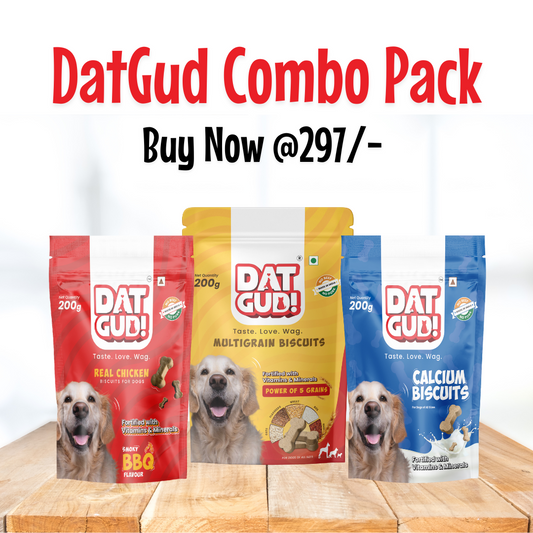 DatGud Biscuits for All Breeds, Smoky Barbeque Chicken + Calcium + Multigrain, Combo Pack