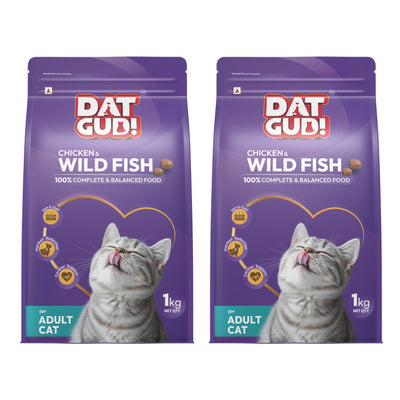 DatGud  Dry Cat Food with Chicken & Wild Fish, for Adult Cats