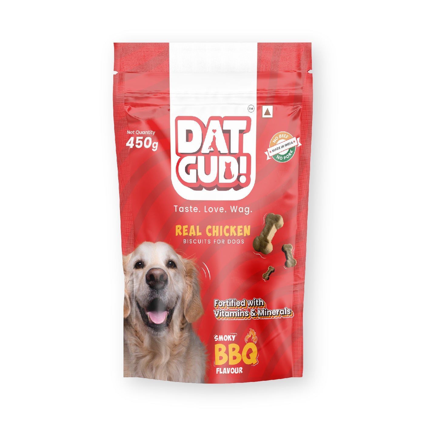 DatGud Biscuits for All Breeds, Chicken & Egg Flavour + Smoky Barbeque Chicken + Calcium + , Combo Pack (1.35kg)