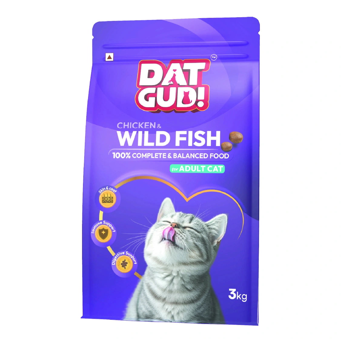 DatGud  Dry Cat Food with Chicken & Wild Fish, for Adult Cats
